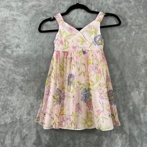 Marmellata Easter Spring Floral mesh Dress girls size 5 pink/blue zip/tie back